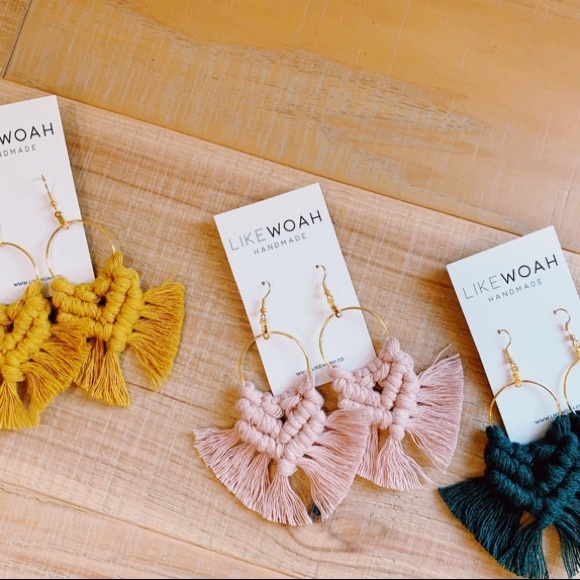 Knotted Fringe Earrings • Yellow - Picture 2 of 2